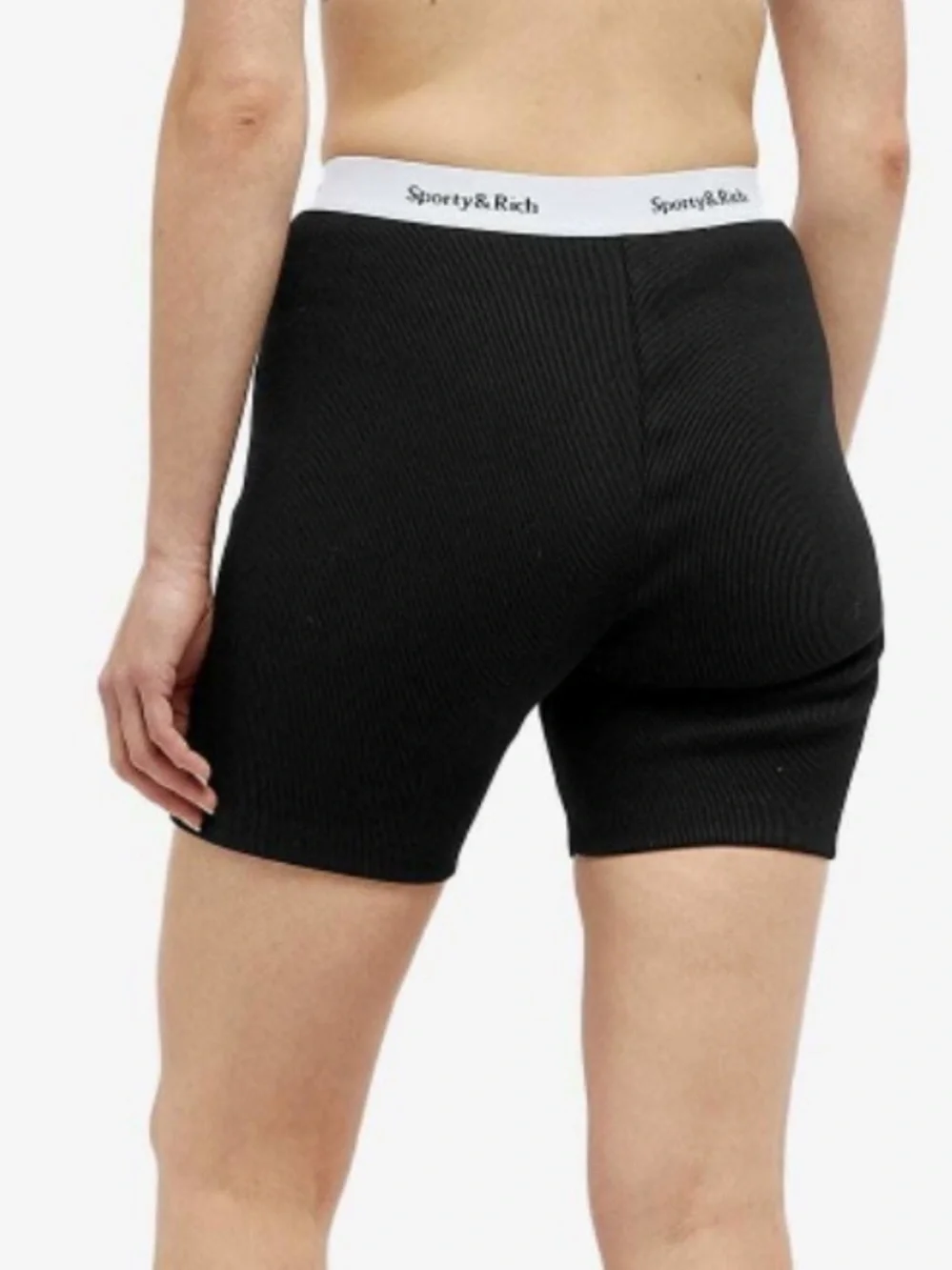 SPORTY & RICH SERIF LOGO RIBBED BIKER SHORTS - Picture 3 of 6